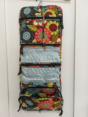 Vera Bradley Floral Quilted Cosmetic Bag in Teal, Red, Yellow, Brown